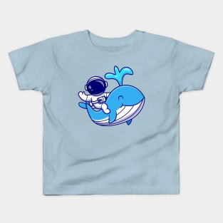 Astronaut With Cute Whale Cartoon Kids T-Shirt